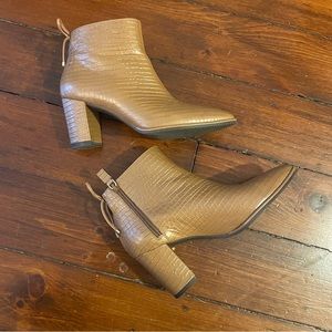 Stuart Weitzman Camel Croc Bootie